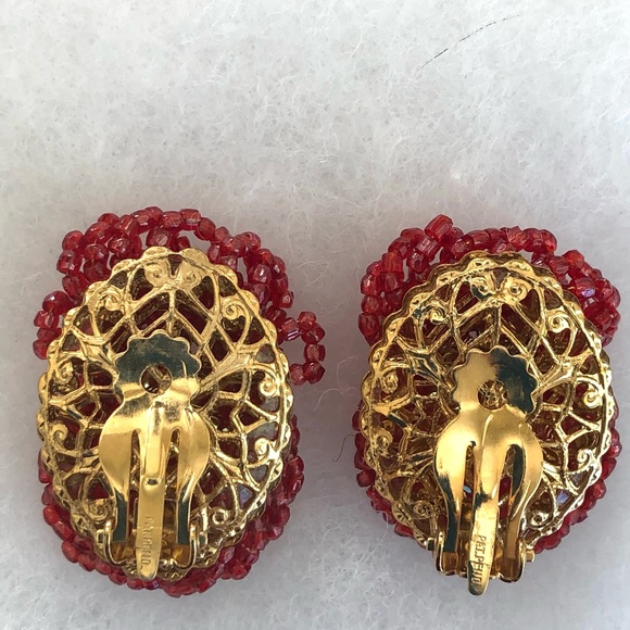 Vintage rhinestone beaded earrings - Picture 2 of 4